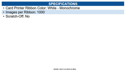 Evolis RCT021NAA White Signature Monochrome Ribbon up to 1000 prints / roll