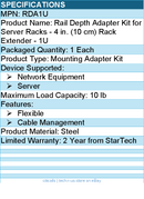 StarTech RDA1U Rail Depth Adapter Kit for Server Racks - 4 in. Rack Extender