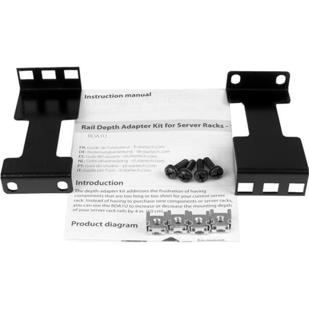 StarTech RDA1U Rail Depth Adapter Kit for Server Racks - 4 in. Rack Extender