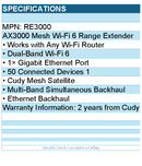 Cudy RE3000 AX3000 Dual Band Wi-Fi 6 Range Extender Retail