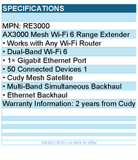 Cudy RE3000 AX3000 Dual Band Wi-Fi 6 Range Extender Retail