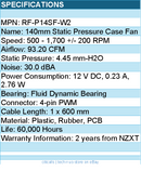 NZXT RF-P14SF-W2 Fan - F140P 140mm Static Pressure Fans Single Pack White Retail