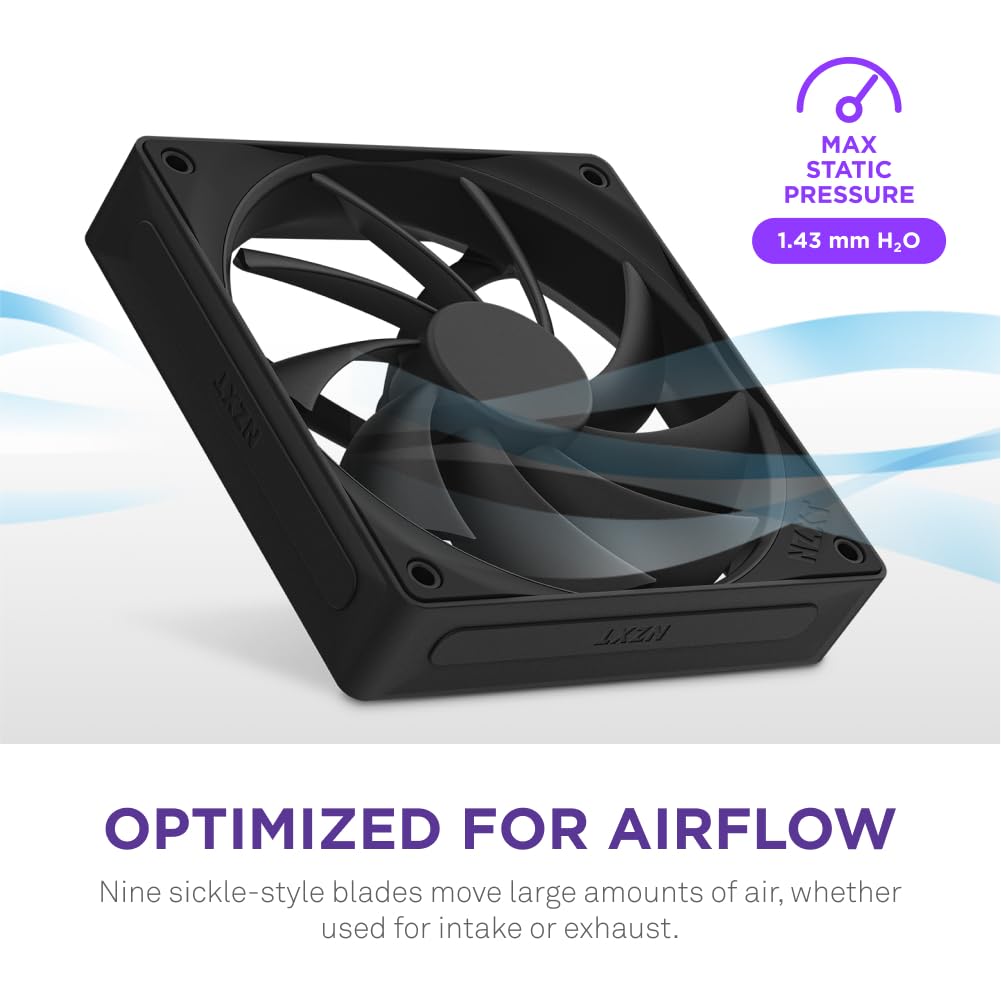 NZXT RF-Q12SF-B2 Fan - F120Q 120mm Quiet Airflow - Single - Black - Retail