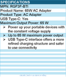 BTI RGF3F-BTI 65W TYPE-C AC ADAPTER - Up to 65 W maximum power output