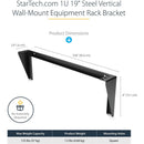 StarTech RK119WALLV 1U 19" Steel Vertical Wall Mount Equipment Rack Bracket