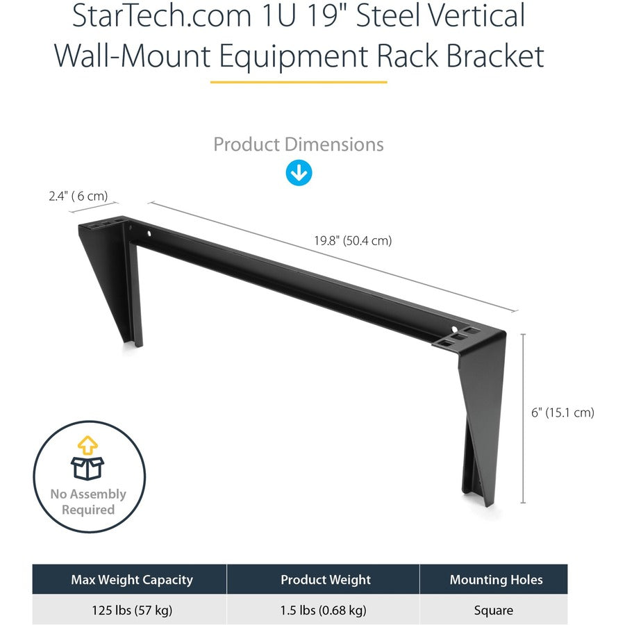 StarTech RK119WALLV 1U 19" Steel Vertical Wall Mount Equipment Rack Bracket