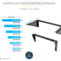 StarTech RK119WALLV 1U 19" Steel Vertical Wall Mount Equipment Rack Bracket