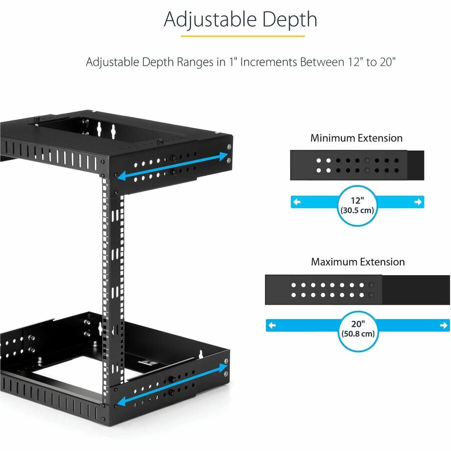StarTech RK12WALLOA 2-Post 12U Heavy-Duty Wall Mount Network Rack, 19"