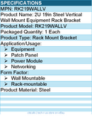 StarTech RK219WALLV 2U 19in Vertical Wall Mount Equipment Rack Bracket - Steel