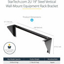 StarTech RK219WALLV 2U 19in Vertical Wall Mount Equipment Rack Bracket - Steel
