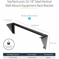 StarTech RK219WALLV 2U 19in Vertical Wall Mount Equipment Rack Bracket - Steel