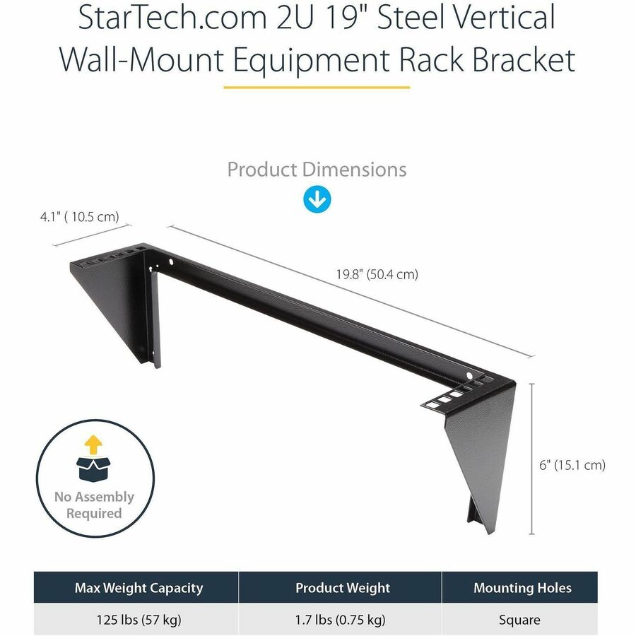 StarTech RK219WALLV 2U 19in Vertical Wall Mount Equipment Rack Bracket - Steel