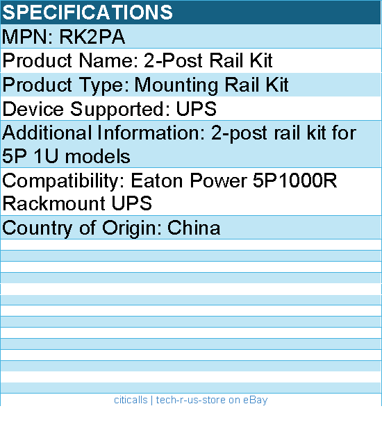 Eaton RK2PA 2-Post Rack-Mount Installation Kit for Select 1U 5P UPS Systems