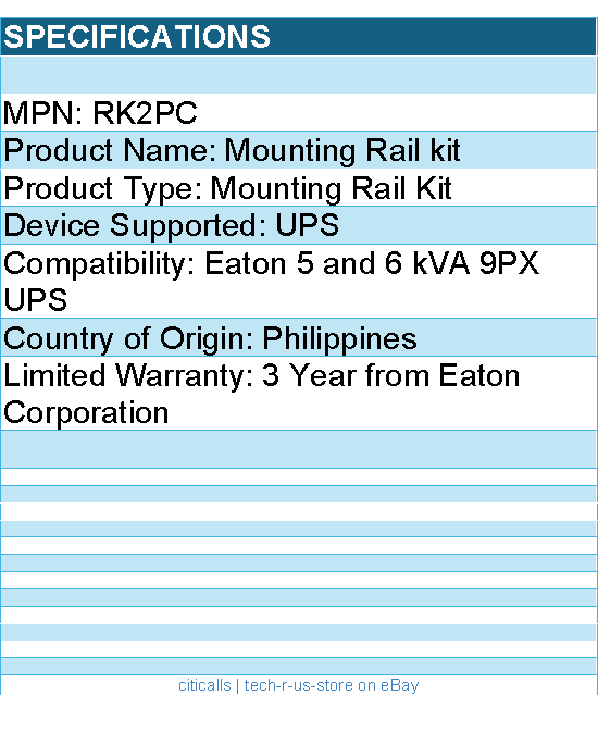 Eaton RK2PC 2-Post Rack-Mount Installation Kit for Eaton 5 and 6 kVA 9PX UPS