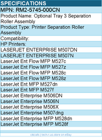 HPI RM2-5745-000CN Printer Separation Roller Assembly For HP Printers