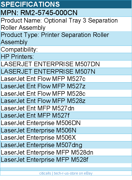 HPI RM2-5745-000CN Printer Separation Roller Assembly For HP Printers