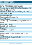 ASUS RNUC13ANHH70000UI NUC 13 Pro Tall Barebone Kit Mini PC with Intel Core i7