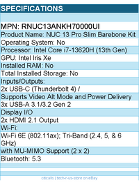 ASUS RNUC13ANKH70000UI NUC 13 Pro Slim Barebone Kit Mini PC with Intel Core i7