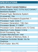 ASUS RNUC13ANKI70000UI NUC 13 Pro NUC13ANKi7 Barebone System - Mini PC