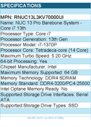 ASUS RNUC13L3KV70000UI NUC 13 Pro Barebone System - Core i7 13th - Retail