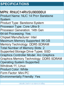 ASUS RNUC14RVSU90000UI NUC 14 Pro+ Barebone System - Mini PC - Core Ultra 9