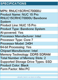 ASUS RNUC15CRHC70000U NUC 15 Pro Barebone System - Mini PC - Intel Core 7