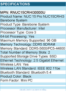 ASUS RNUC15CRHI30000U NUC 15 Pro Barebone System - Mini PC - Intel Core 3