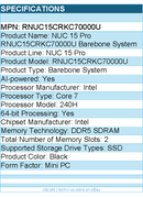 ASUS RNUC15CRKC70000U NUC 15 Pro Barebone System - Mini PC - Intel Core 7