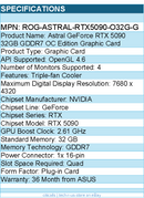 Asus ROG-ASTRAL-RTX5090-O32G-G ROG NVIDIA GeForce RTX 5090 Graphic Card