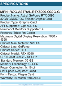 Asus ROG-ASTRAL-RTX5090-O32G-G ROG NVIDIA GeForce RTX 5090 Graphic Card