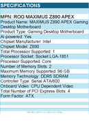 ASUS ROG MAXIMUS Z890 APEX Intel  Z890 LGA 1851 ATX - Gaming Desktop Motherboard