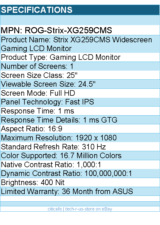ASUS ROG-Strix-XG259CMS 25" Class Full HD Gaming LCD Monitor - 16:9