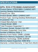 ASUS ROG STRIXB860-IGAMINGWIFI Gaming Desktop Motherboard - Socket LGA-1851
