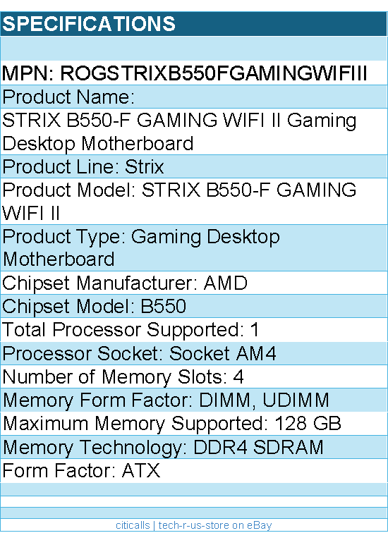ASUS ROGSTRIXB550FGAMINGWIFIII Gaming Desktop Motherboard - Socket AM4 - ATX
