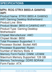 ASUS ROG Strix B650-A GAMING WIFI Gaming Desktop Motherboard - Socket AM5 - ATX
