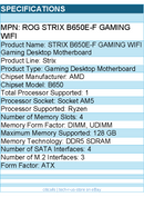ASUS ROG STRIX B650E-F GAMING WiFi Socket AM5 (LGA 1718) Ryzen 7000 gaming mothe
