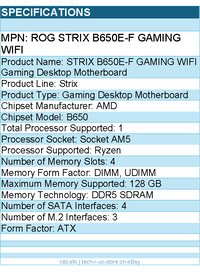 ASUS ROG STRIX B650E-F GAMING WiFi Socket AM5 (LGA 1718) Ryzen 7000 gaming mothe
