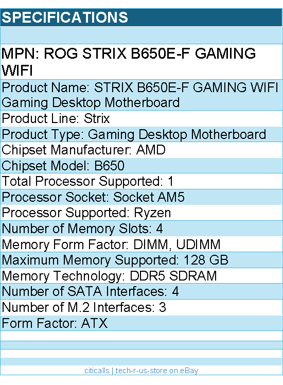 ASUS ROG STRIX B650E-F GAMING WiFi Socket AM5 (LGA 1718) Ryzen 7000 gaming mothe