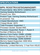 ASUS ROGSTRIXX870IGAMINGWIFI Gaming Desktop Motherboard - Socket AM5 - Mini ITX