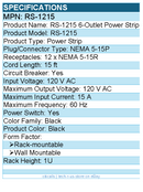 Eaton Tripp Lite Series RS-1215 1U Rack-Mount Power Strip, 120V, 12 Outlets