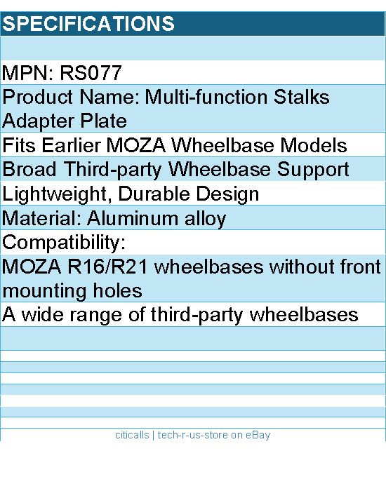 MOZA RACING RS077 Multi-function Stalks Mount Adapter Aluminum alloy Retail