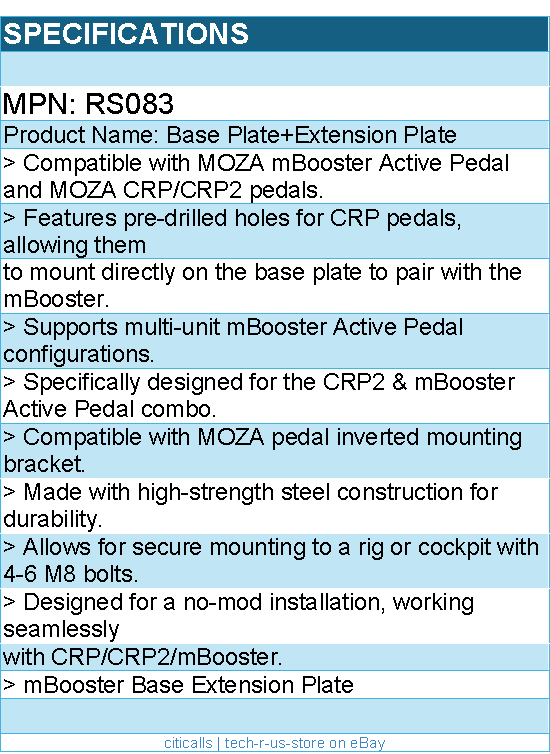 MOZA RACING RS083 Accessory - CRP2 Base Plate+Extension Plate Retail