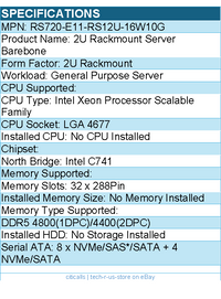 ASUS RS720-E11-RS12U-16W10G 2U Rackmount Server Barebone - LGA 4677