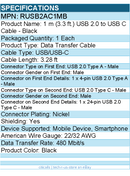 StarTech RUSB2AC1MB 1m USB A to USB C Charging Cable -Durable Fast Charge & Sync