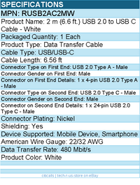 StarTech RUSB2AC2MW 2m USB A to USB C Charging Cable -Durable Fast Charge & Sync