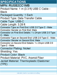 StarTech RUSB2CC1MB 1m USB C Charging Cable - Durable Fast Charge & Sync
