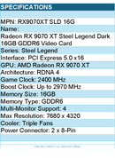ASRock RX9070XT SLD 16G Radeon RX9070 XT Steel Legend Dark 16GB GDDR6 Video Card