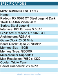 ASRock RX9070XT SLD 16G Radeon RX9070 XT Steel Legend Dark 16GB GDDR6 Video Card