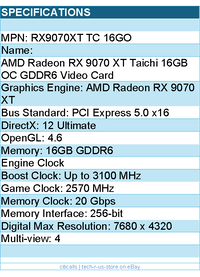 ASRock RX9070XT TC 16GO AMD Radeon RX 9070 XT Taichi 16GB OC GDDR6 Video Card