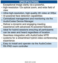 AudioCodes RXVCAM70 PTZ Video Conferencing Camera 4K dual-lens camera